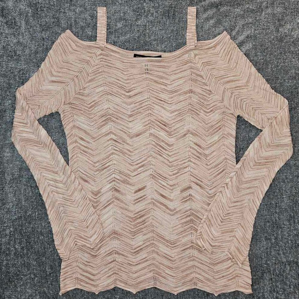 White House Black Market light off the shoulder sweater, creamy tan, size LP